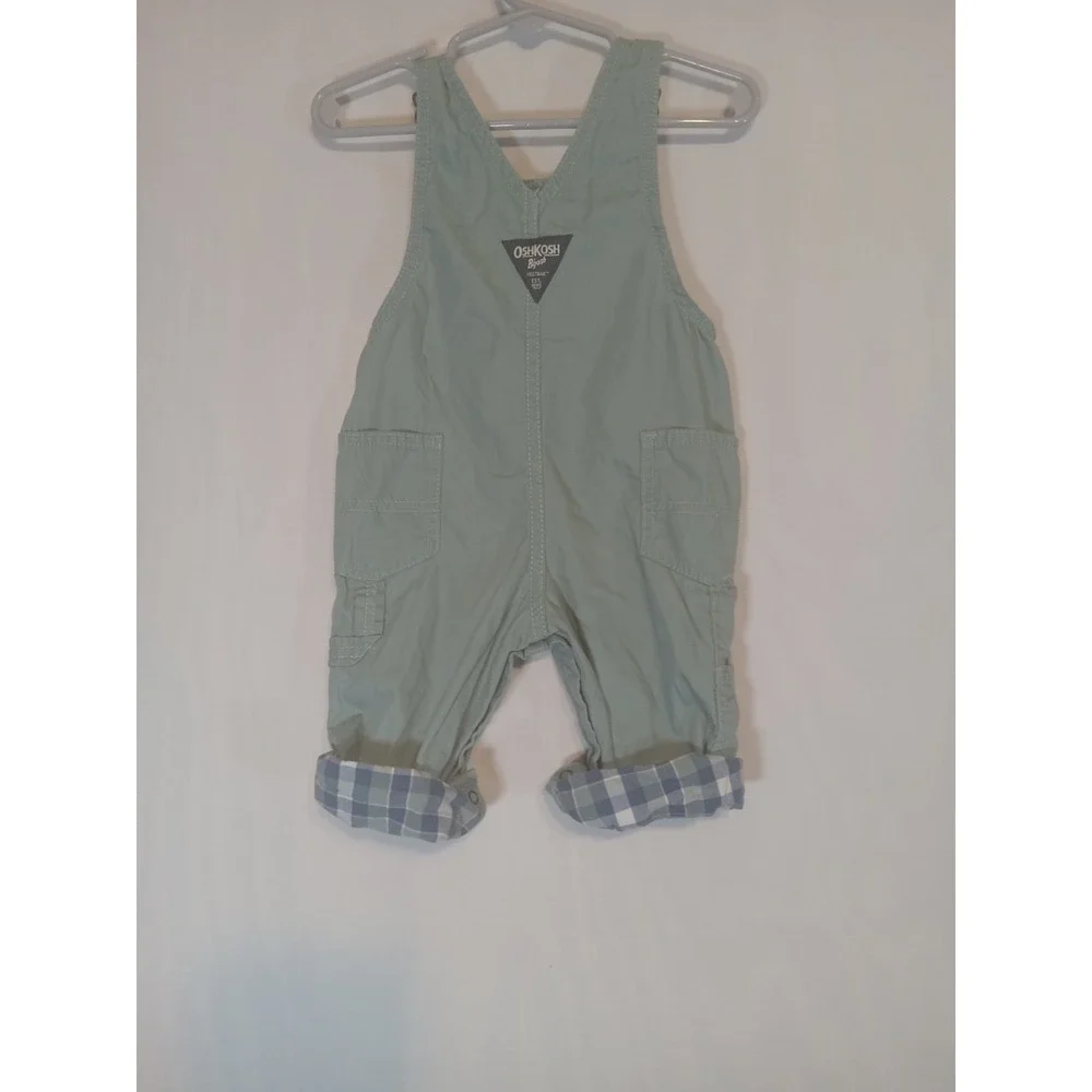 Oshkosh B'gosh Baby Girl's Light Green Overall Jumper Pants. Size 9 Months